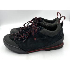 Vasque‎ mens low top hiking outdoor leather sneakers black w/ red size 9.5 M